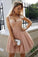 A Line Sweetheart Strapless Straps Tulle Beaded Grey Short Homecoming Dresses with Appliques WK950