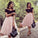 A Line Two Pieces Black and Pink Cheap Off the Shoulder Tulle Homecoming Dresses WK879
