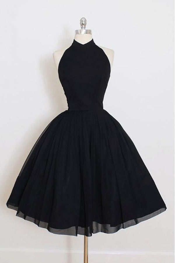 Pleated Chiffon Ball Gown Halter Knee-Length Sleeveless Homecoming Dresses