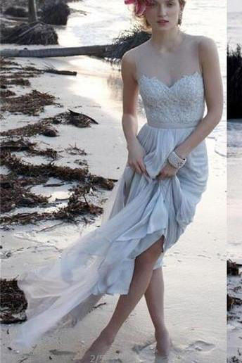 2024 Beach Unique New Design Beautiful Chiffon Wedding Dress Evening Prom Dress