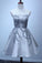 A Line Silver Strapless Mini Lace Shinny Sequin Lace up Appliques Homecoming Dresses WK828