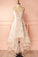 A-Line Ivory V-Neck Lace Spaghetti Straps High Low Open Back Homecoming Dresses WK517