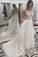 A Line Ivory Lace See Through Applique Wedding Dresses Scoop with Court Train WK91