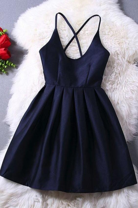 Cute Navy Blue Pleats Short Dress Fashion New Vestido Prom Dress Juniors Party Gowns