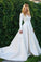 New Elegant Satin Wedding Dresses V Neck Long Sleeve Bridal Gowns Bridal Dresses WK816