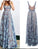 2022 Blue Lace Spaghetti Long A-line Backless V-Neck Sleeveless Prom Dresses WK581